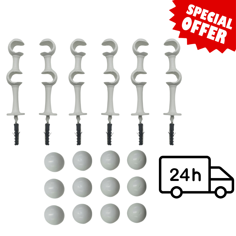 Kit Com 6 Suporte Duplo Parede Para varão De Cortina 19mm (Fino) Com Ponteira Completo Fácil Aplicação Várias Cores