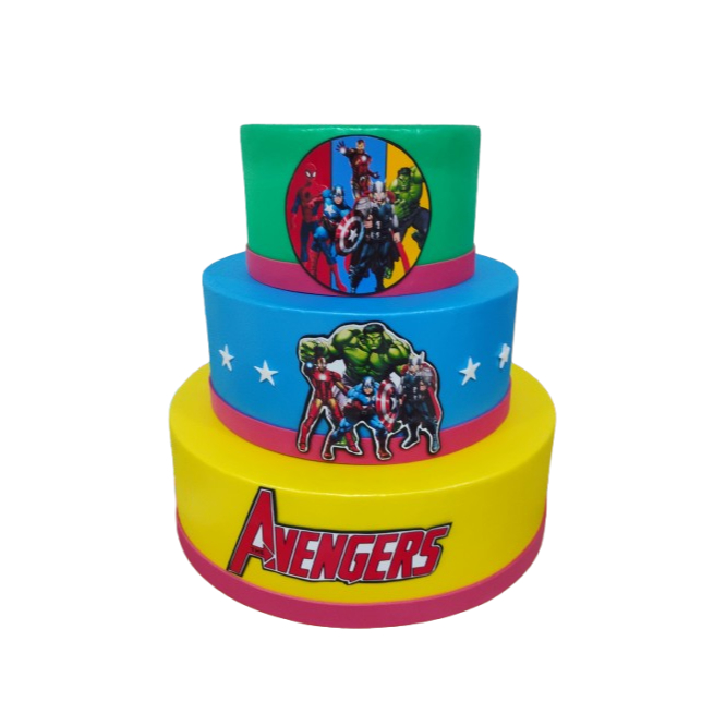 Bolo Fake Cenográfico Avengers Heróis Vingadores