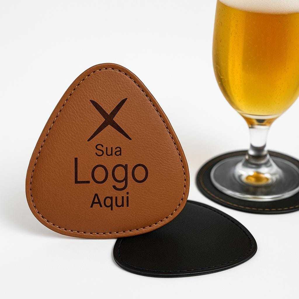 10 Porta Copos Couro Sintetico Luxo Para Sua Mesa + Logo em Oferta na Shopee