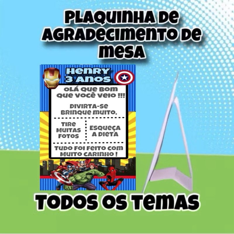 Plaquinhas para mesa agradecimento / Todos os temas em Oferta na Shopee