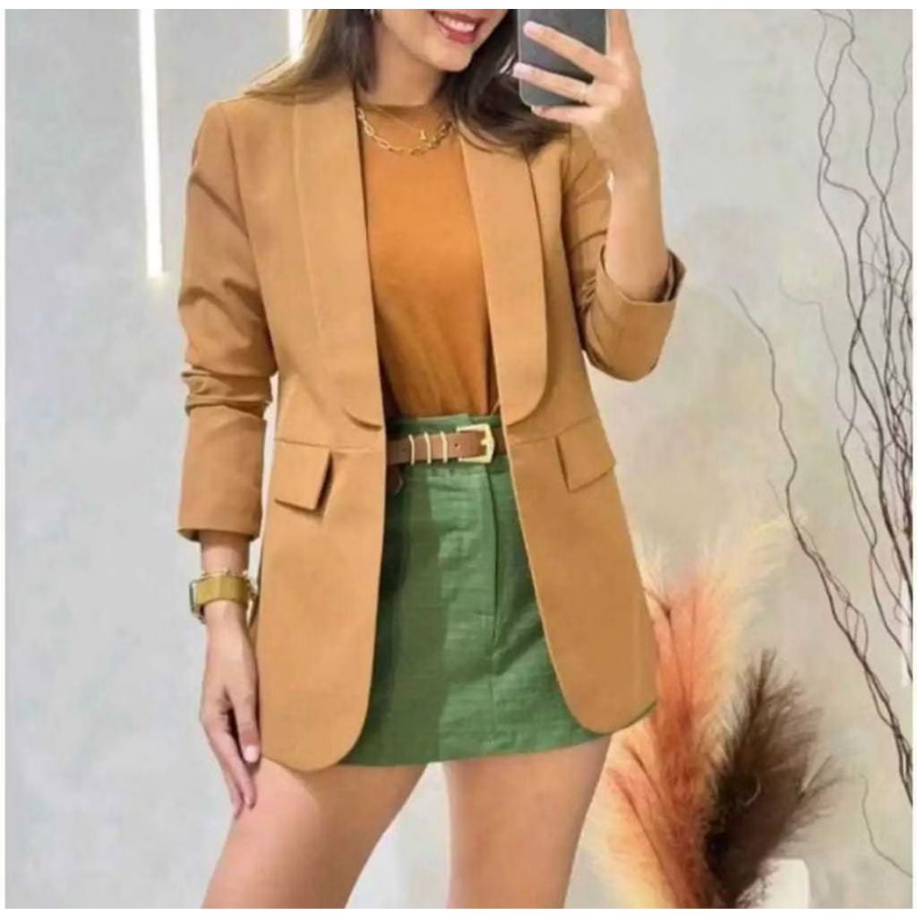 Blazer  Feminino Alfaitaria Max Social frente aberto elegante Moderno Moda