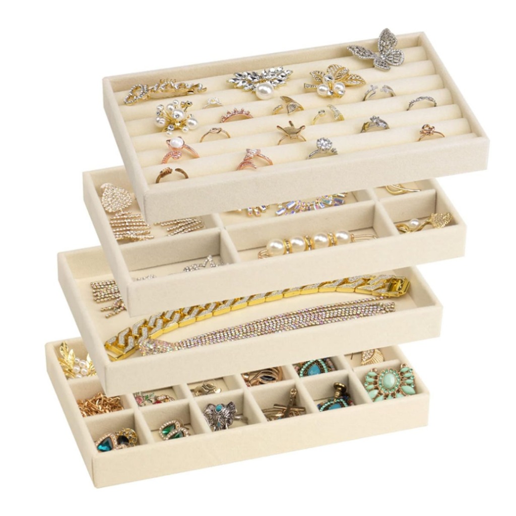 Kit 4 Bandejas De Veludo Para Gavetas De Exibição De Joias em Oferta na Shopee