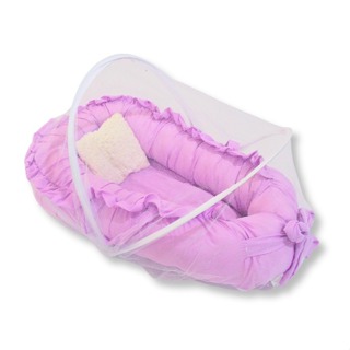 Ninho Redutor de Berço com Mosquiteiro - Liso com Babado em Oferta na Shopee