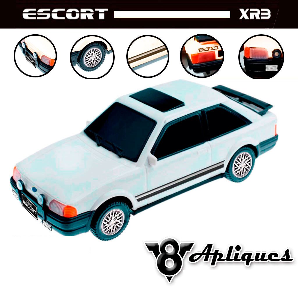Carrinho Escort XR3 Carrinho + Apliques Rodas Exclusiva Lateral placas
