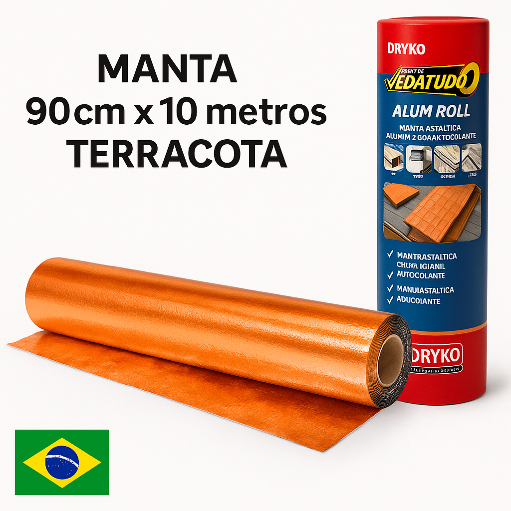 Manta Asfaltica Auto Adesiva Terracota Vedatudo 90cm x 10m