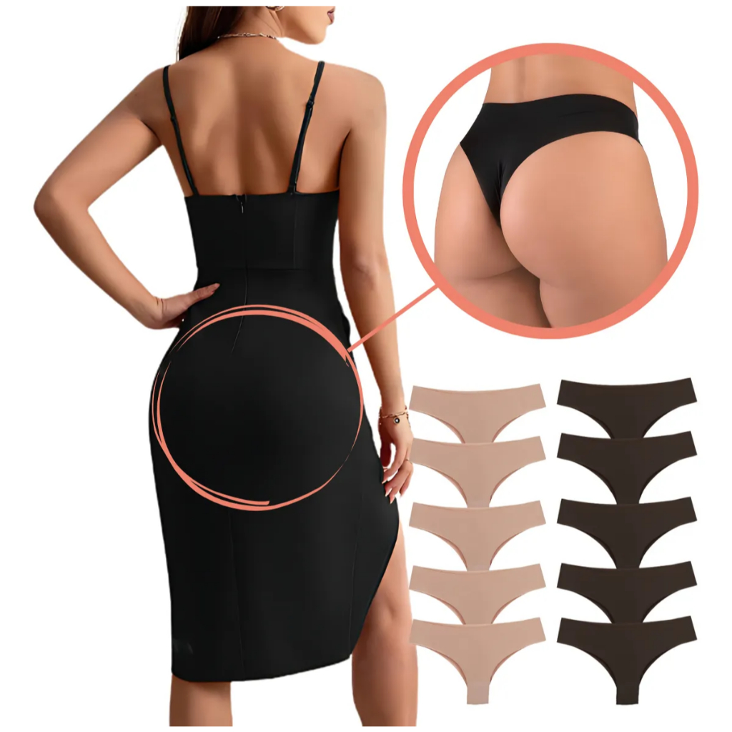 Kit 4 Calcinhas Sem Costura Fitness Academia Feminina | Não Marca | Confortável e Invisível Fio dental Cores Sortidas