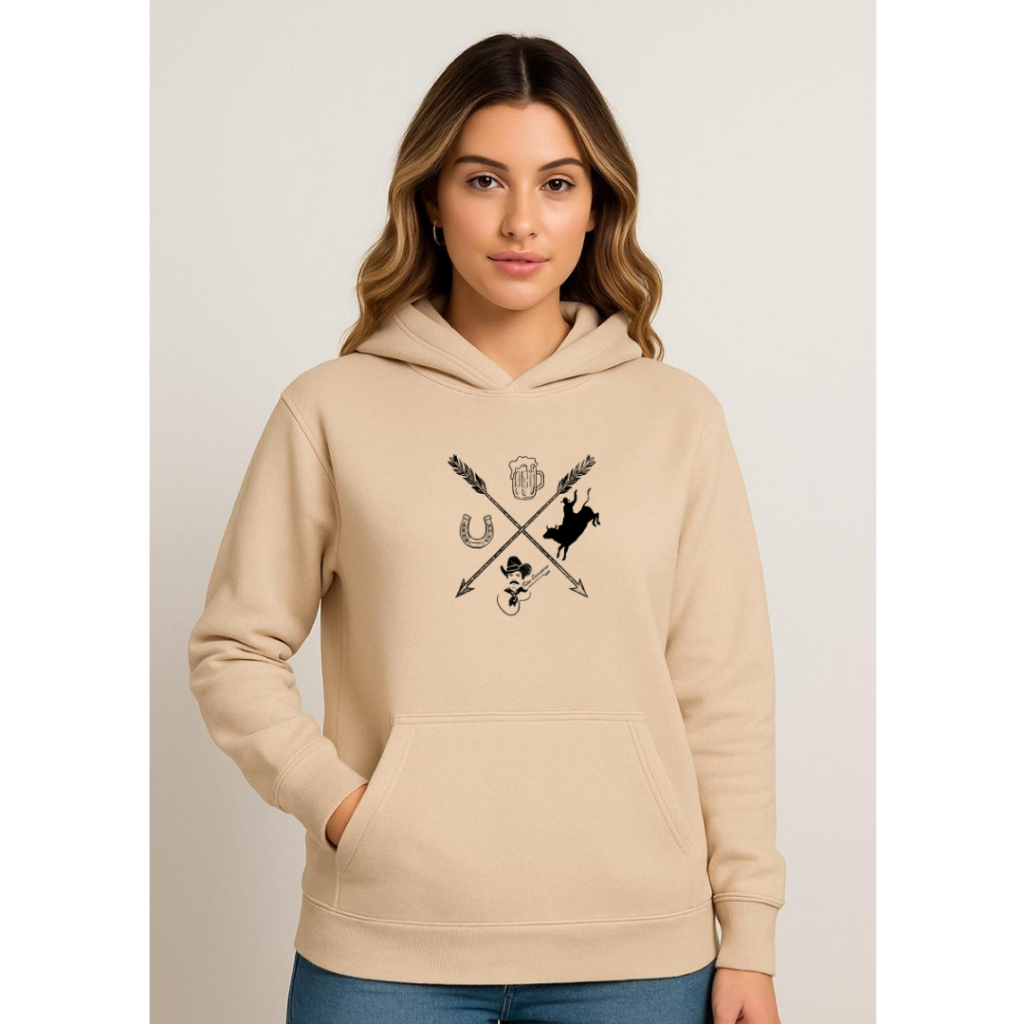 Blusa Moletom Canguru Flanelado Tião Carreiro Cavalgada Moda Country