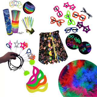 Kit Balada Festa Neon 150 Pçs Óculos tiara pulseira E Marabu Luz negra casamento debutante em Oferta na Shopee