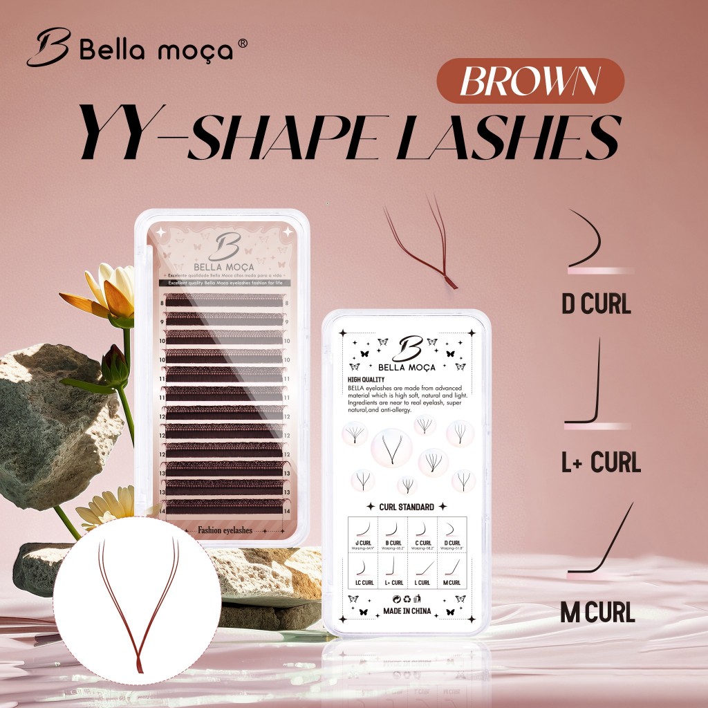 Bella Moça cílios marrom yy Extensão Cílios Volume Brasileiro 0.07d Mix e Individuais YY