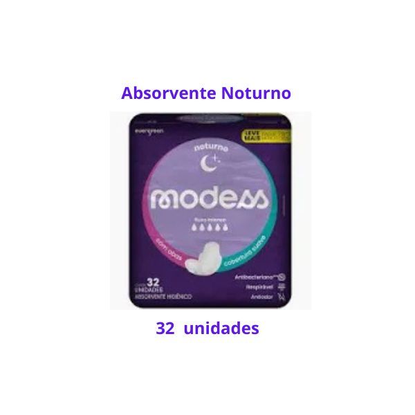 Absorvente Noturno 32 unidades fluxo intenso modess em Oferta na Shopee