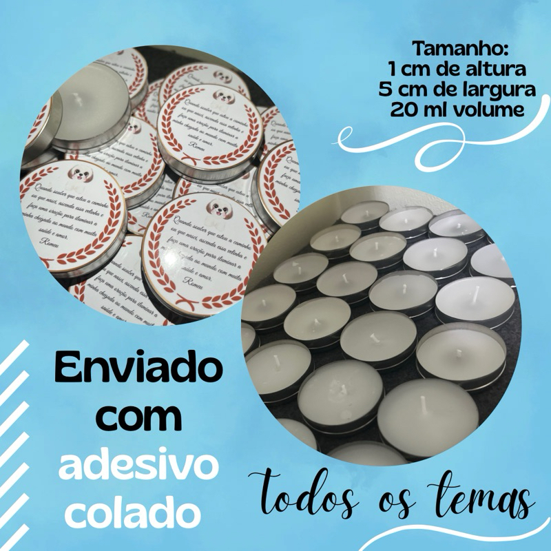 Vela lata - latinha personalizada lembrancinha chá de bebê, casamento, festa em Oferta na Shopee