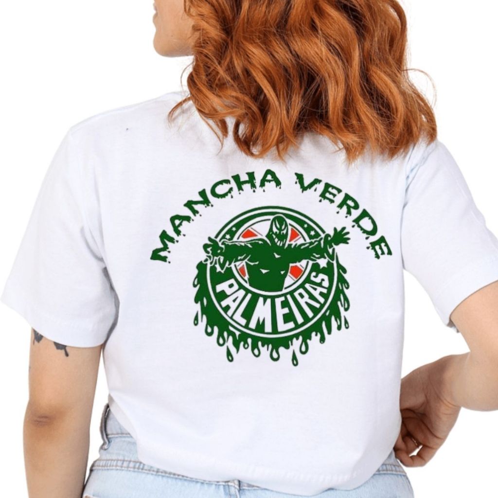 Camisa Cropped Mancha Verde Palmeiras Verdão Blusa 100% Algodão Premium Adulto Feminino