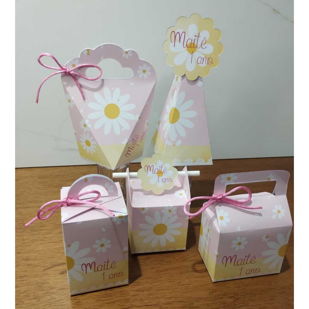 Caixinhas Personalizadas Tema: Margarida PEGUE E MONTE Lembrancinhas Para Festa Kit Festa Personalizados