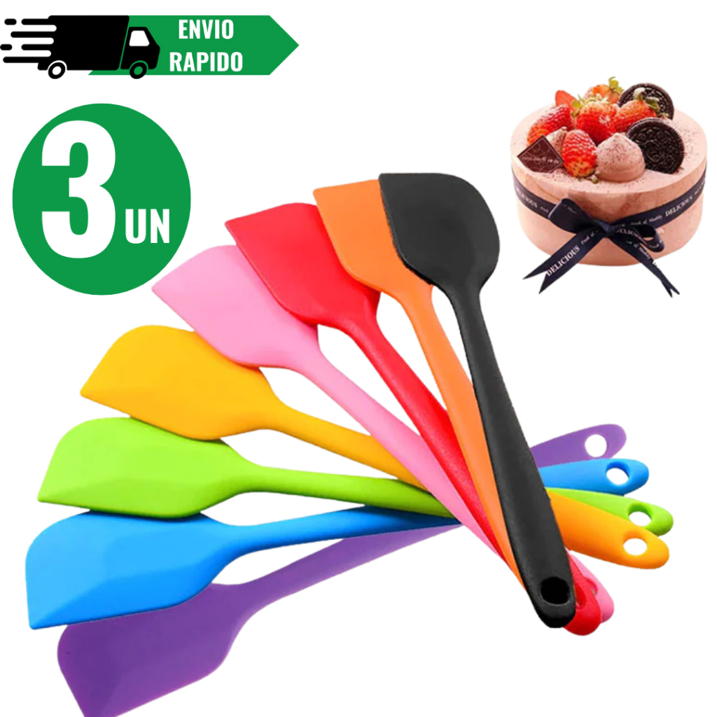 Conjunto 3 Espátula de Silicone Pão Duro Grande Espátula Raspadora Confeitarias Docerias Confeiteiras Bolos