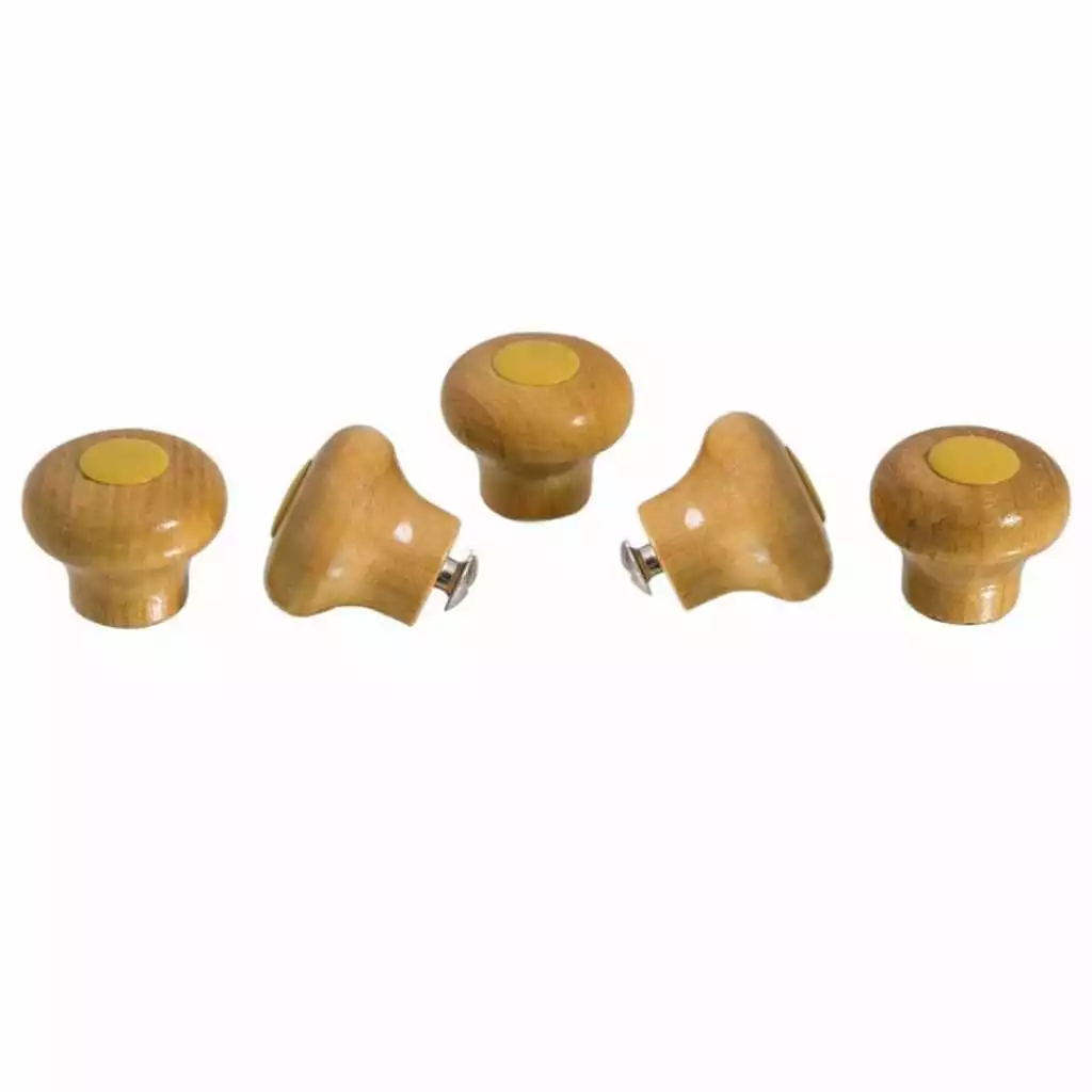 Kit 5 Pomel de Madeira Pegador Puxador Para Tampas De Panelas de Vidro e Alumínio
