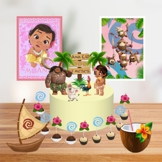 Kit Festa Só Um Bolinho MOANA BABY Enviar Nome/Idade IMEDIATAMENTE em Oferta na Shopee