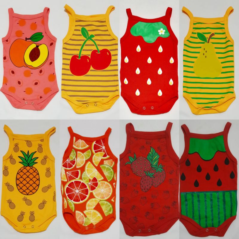 Body Regata Personagem Bebê Frutas 0 a 12 meses PMG Frutinhas Alcinha