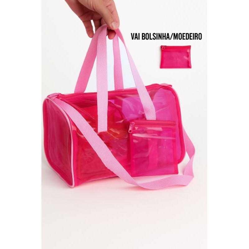 Bolsa Transparente Mala Maleta Cristal Natação Praia Treino academia Curso