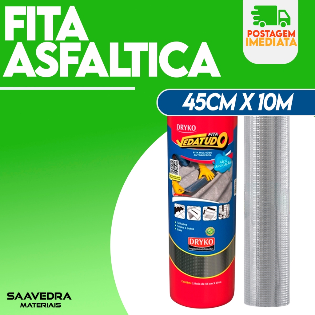 Fita de Manta Asfáltica Fita Auto Adesiva Aluminizada - 45cm X 10m