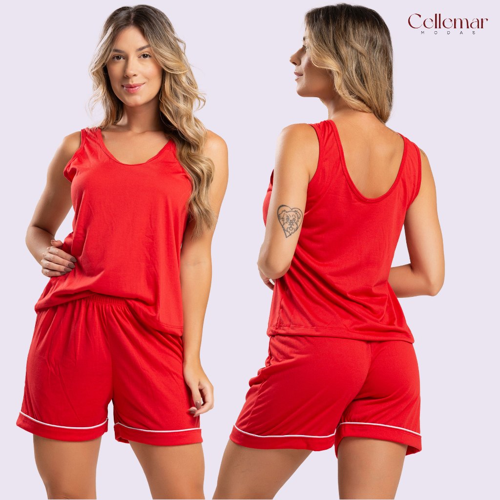 Pijama Baby Doll Sexy Short Doll Feminino Detalhe Luxo Conjunto Pijama Liso Sem Bojo Original em Oferta na Shopee