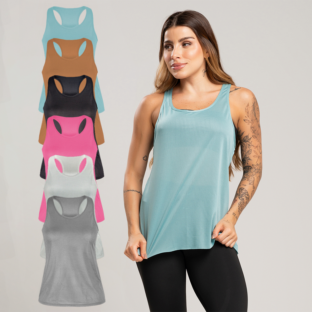 KIT 3 Regatas Básicas Lisas Modelo Nadador Corte a Fio - Academia
