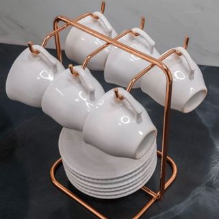 Suporte Para Xícaras E Pires De Café Rosé Gold Caffè Future Cor Rosa em Oferta na Shopee