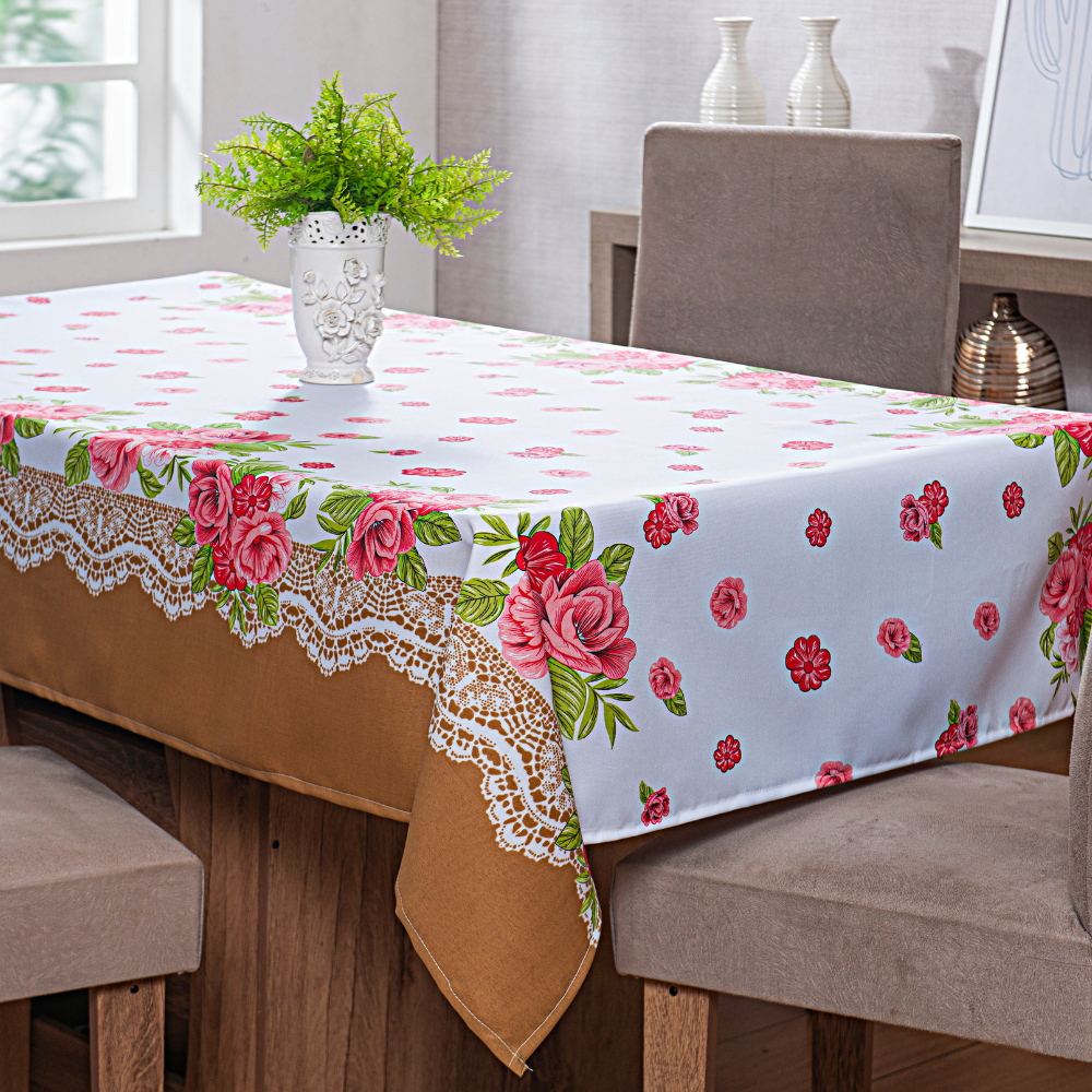 Toalha de Mesa 14 Cadeiras Lugares Cozinha Jantar 4,00m x 1,45m Oxford Estampado