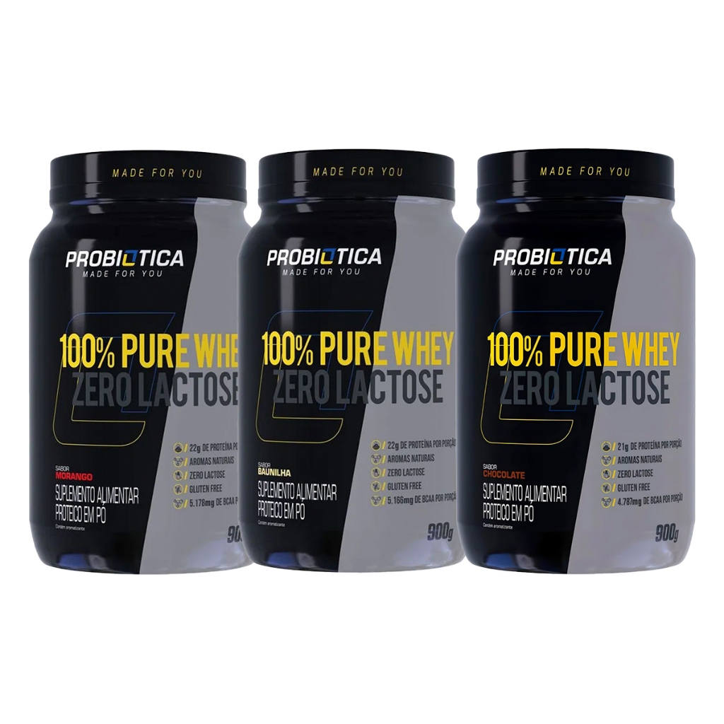 100% Pure Whey Zero Lactose Pote 900g - Probiótica - Health