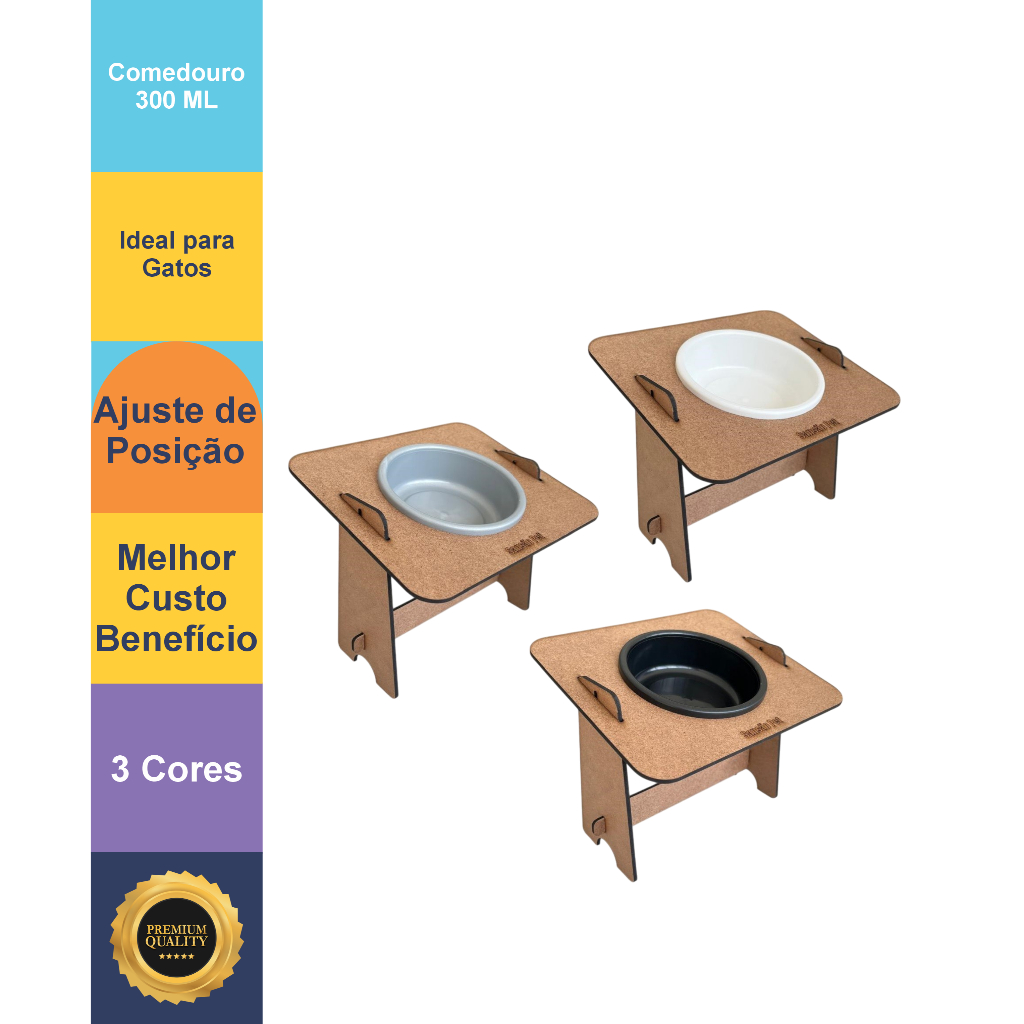 Comedouro Elevado para Gato 300ml - Sansão Pet