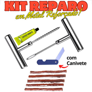 Kit Reparo Pneu Carro Moto Remendo Profissional Ferro Sem Camara 5 Macarrao em Oferta na Shopee