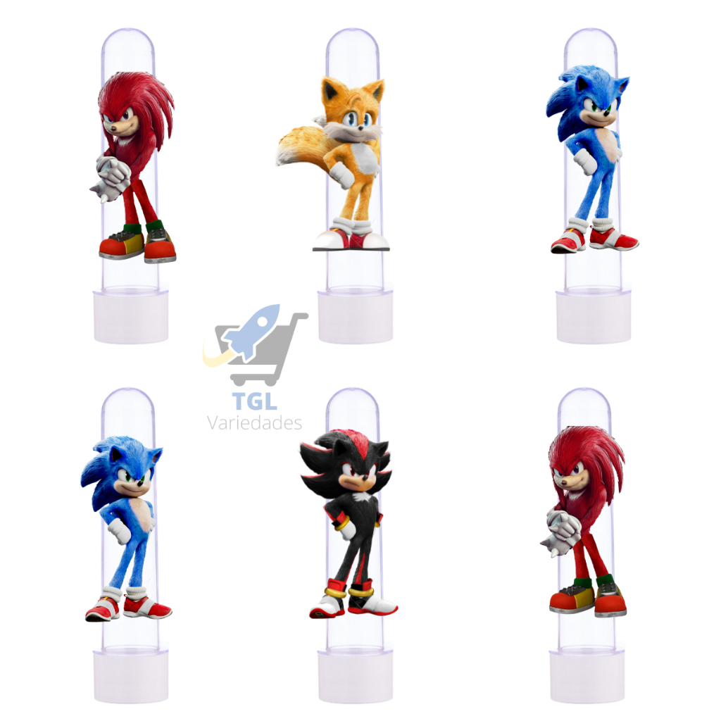 10 Tubetes Sonic Filme Lembrancinha Com Aplique 3D em Oferta na Shopee
