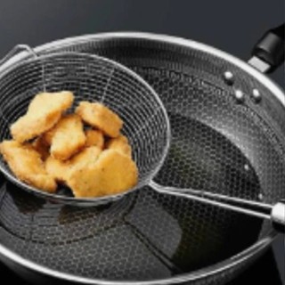Escumadeira de Fritura Inox 304 12,8×34 cm – Utensílio Profissional Resistente, Inox e Cozinha