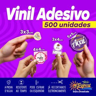 500 Adesivos, etiquetas e rótulos em Vinil  3x3 4x4 5x5 3x4 personalizados a prova dágua em Oferta na Shopee