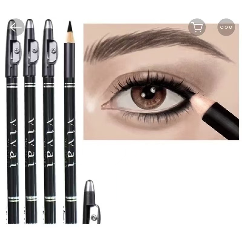 Kit x6 ou x12 Lápis para Olho Preto / Marrom com Apontador VIVAI em Oferta na Shopee