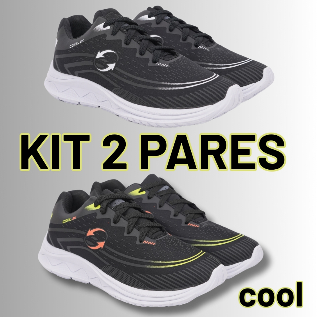 2 Pares Tênis Masculino Esportivo Academia Treino Caminhada Corrida Uso DIario Desconto Oferta Promoção