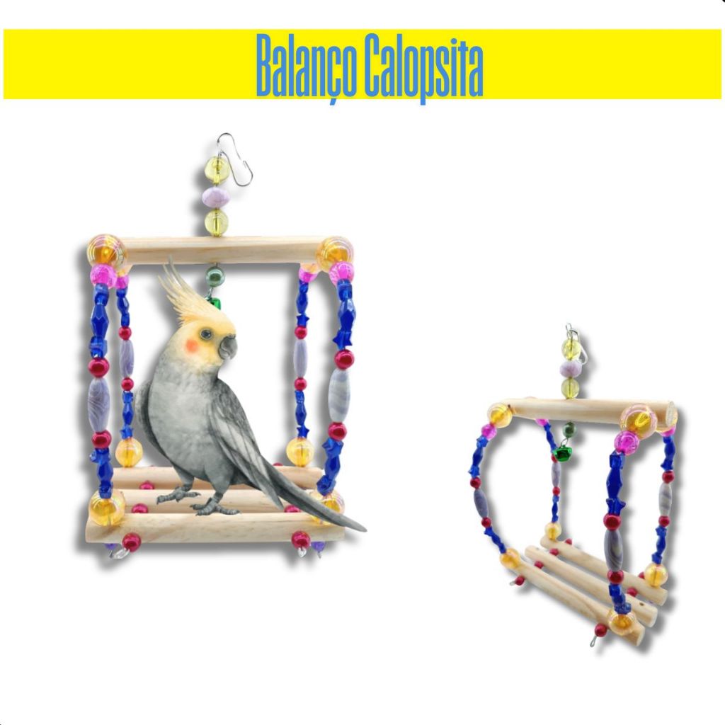 Brinquedo Balanço de Madeira Calopsita e Agapornis