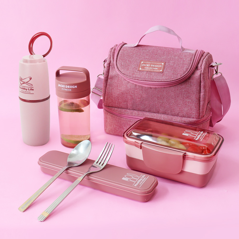 Conjunto 5 Peças Concept Bolsa Térmica, Pote Marmita, Garrafa, Porta Talher e Porta Escova