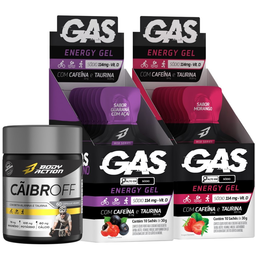 2x Gas Energy Gel Energético 20 Sachês + Cãibroff Bodyaction em Oferta na Shopee