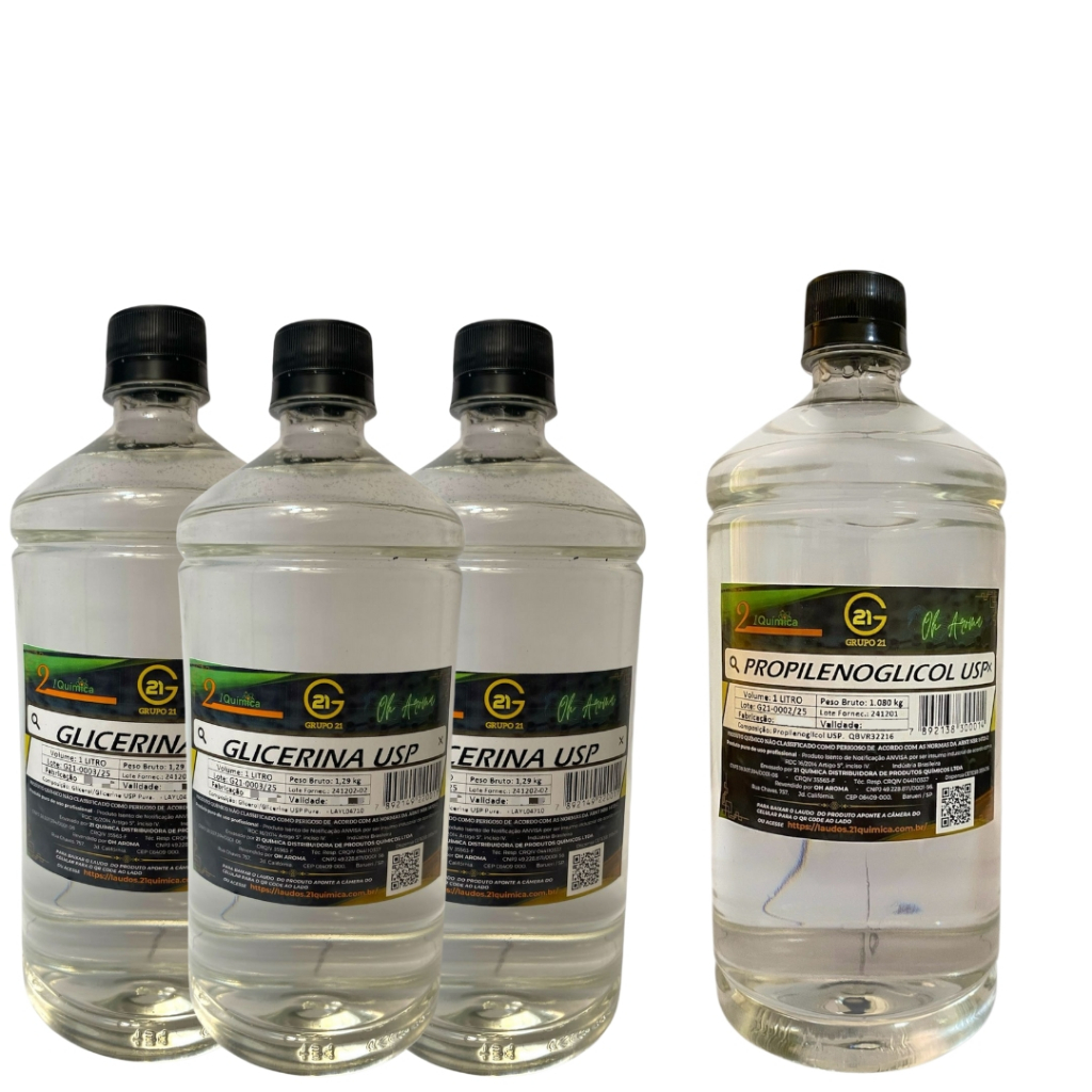 Glicerina Vegetal Bidestilada Usp 3 L + Propilenoglicol 1 L