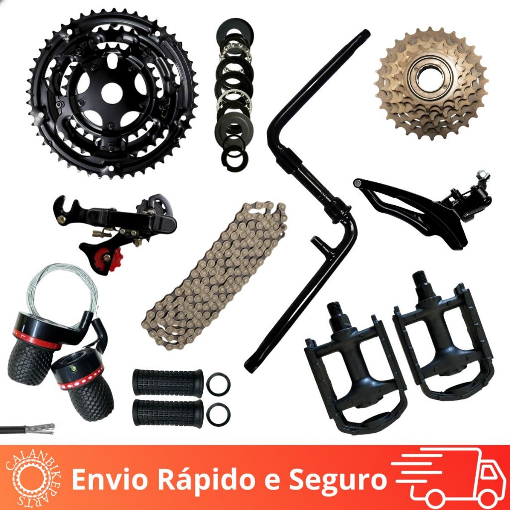 Kit Trocador Montadinha Completo Transmissão 18 Marchas Coroa Catraca Bike 24/26