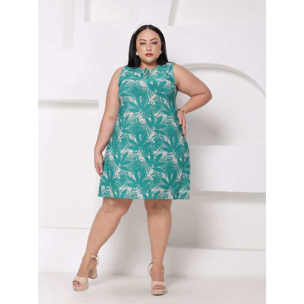 Vestido Plus Size Estampado Liganete Malha Fria