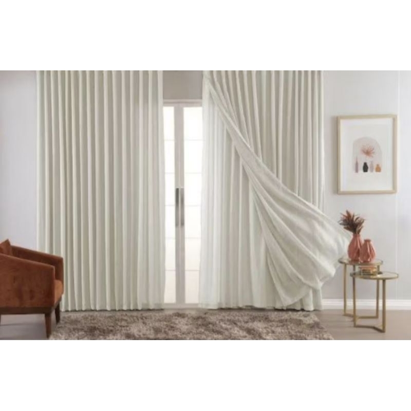 Cortina Trilho Suíço  Forro com linho  Sob Medida em Oferta na Shopee