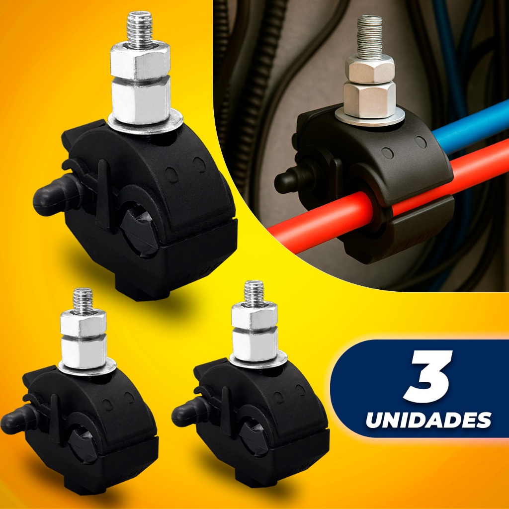 3x Conector Derivação Perfurante Cdp 10mm-95mm Derivacao 1,50-10mm Vampiro Piranha Morcego Piercing