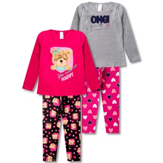 2 Conjuntos de Meia Estação Infantil Feminino Roupa Inverno Menina - 2 Blusinhas e 2 Calças em Oferta na Shopee