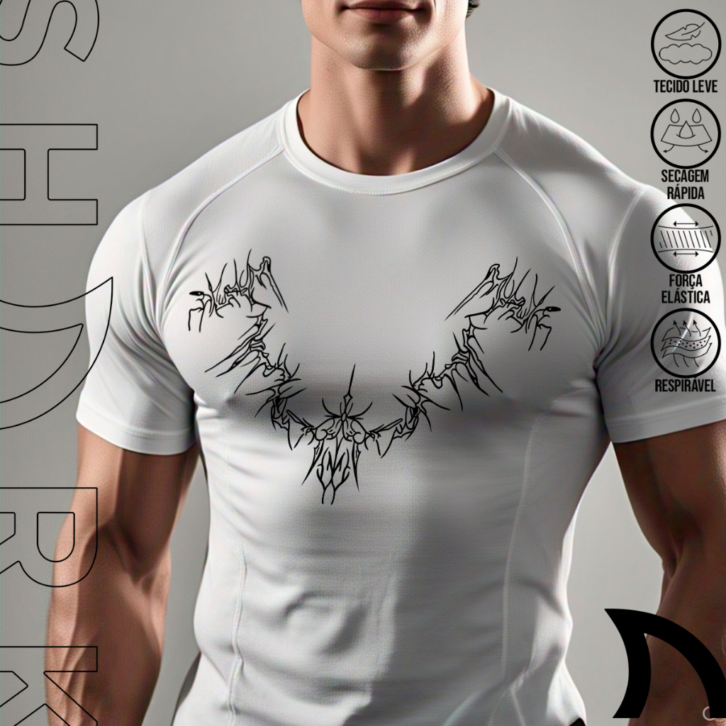 Camiseta De Compressao Academia Treino Masculina Esportiva Maromba Luta Manga Curta Gotica Punk