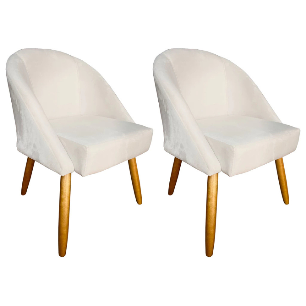 Kit 2 Cadeiras Lua Cadeira Linho/Corino Jantar Penteadeira Clínica Escritório - Belim Móveis