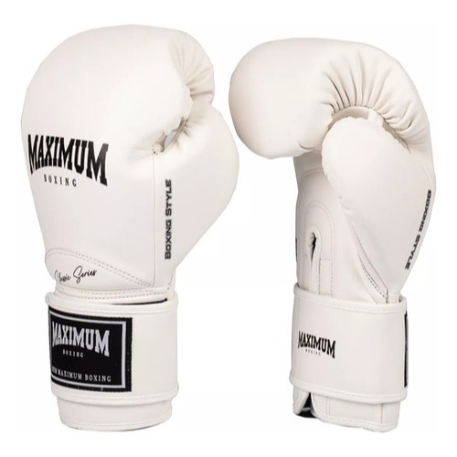 Luva de Muay Thai e Boxe Maximum New Classic White Profissional Original Treino Adulto Branca