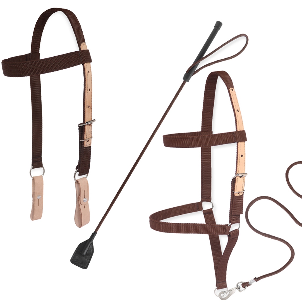 Kit Tala Hípica + Cabresto e Cabeçada de Nylon e Couro para Cavalo | Alta Resistência
