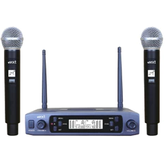 Microfone Sem Fio Duplo MXT UHF-527M 100 Canais Alcance 100m Visor Digital com Maleta Preto microfone profissional