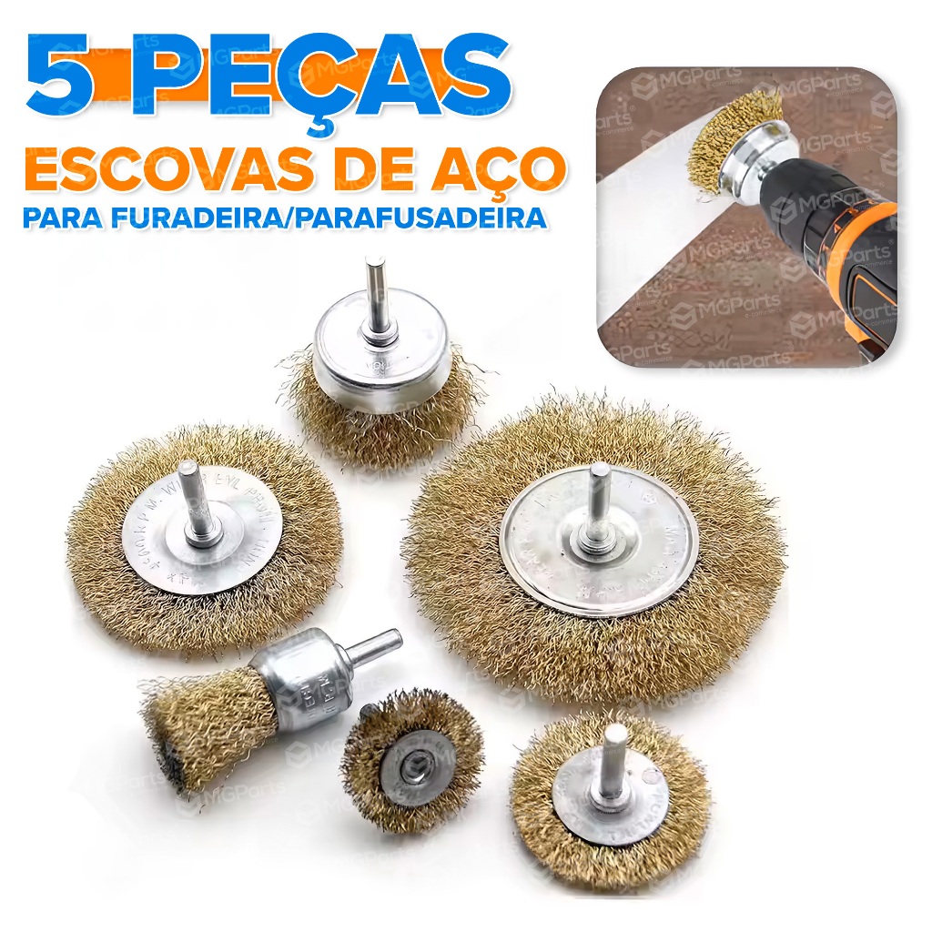 Kit Escovas de Aço Circular Profissional para Furadeira Parafusadeira Jogo Escovas de Limpeza Com Haste Rotativa em Oferta na Shopee